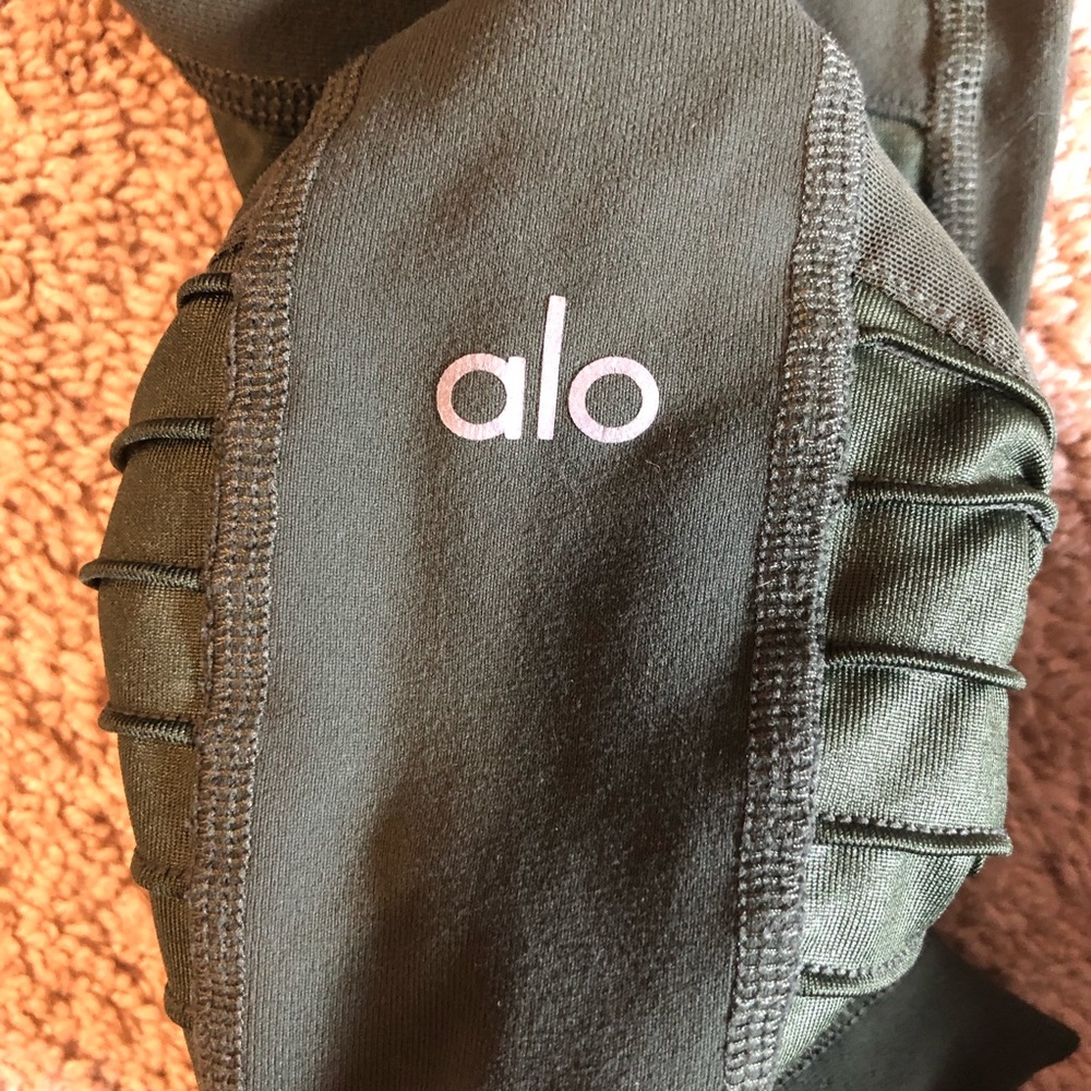 ALO Yoga High Waist Moto Leggings Dark Olive Green - Picture 8 of 8
